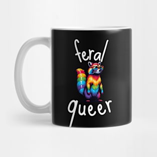 Feral Queer Rainbow LGBT Pride Raccoon Mug